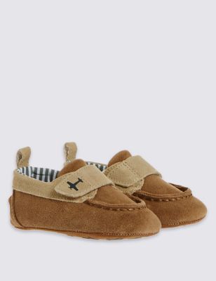 Kids&#39; Leather Riptape Boat Shoes